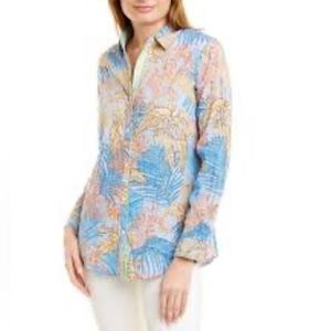 J. Mclaughlin Size M Lois Tropical Palm Print Button Up Shirt